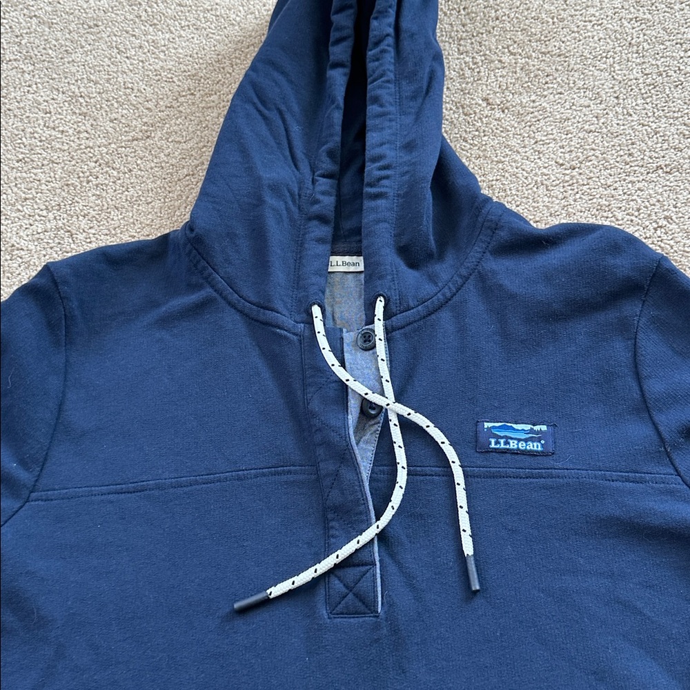 LL bean 1/4 button hooded shirt - Picture 2 of 6